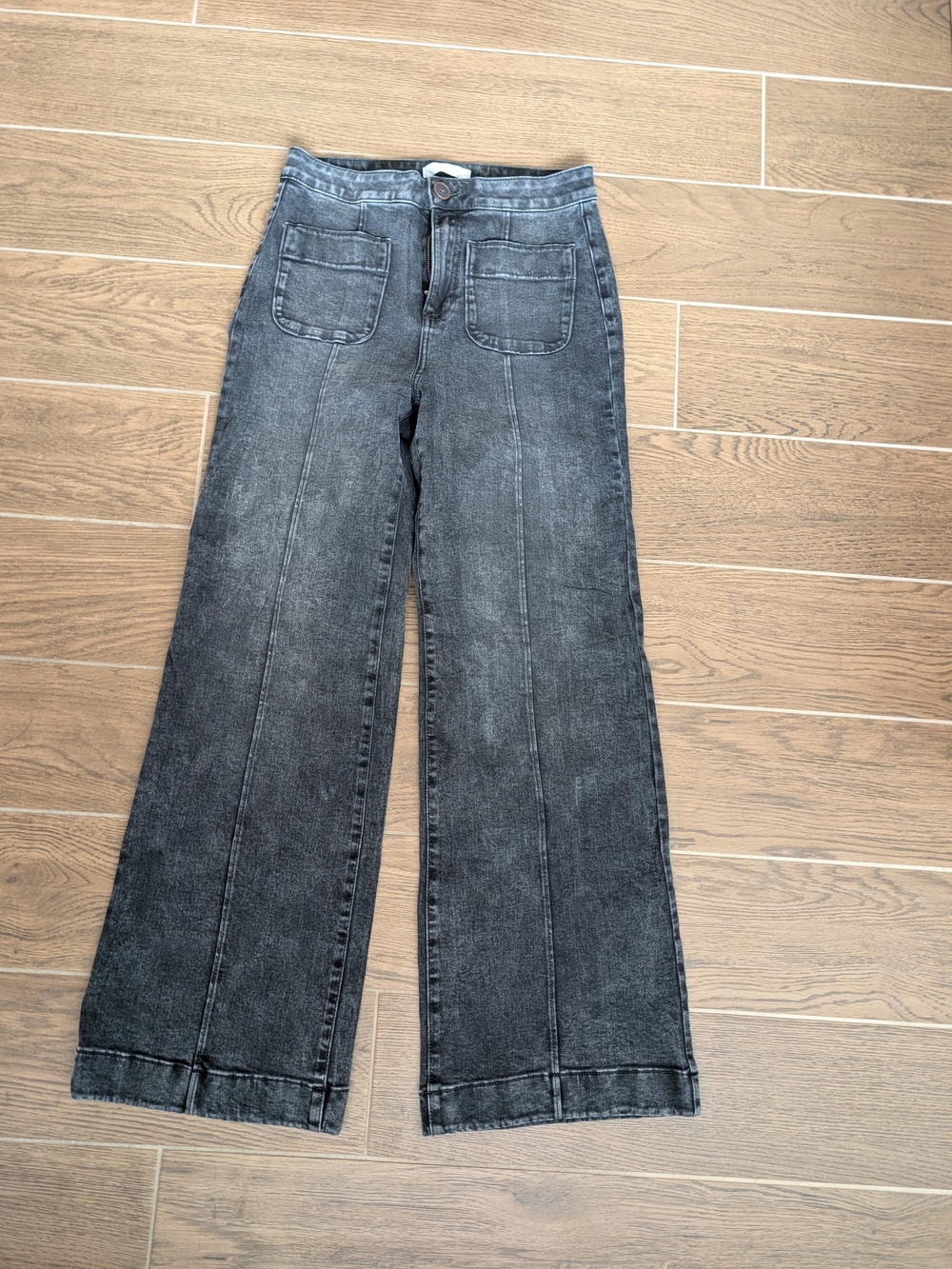 Lauren Conrad Women's Wide-Leg Washed Black Jeans 6 Petite